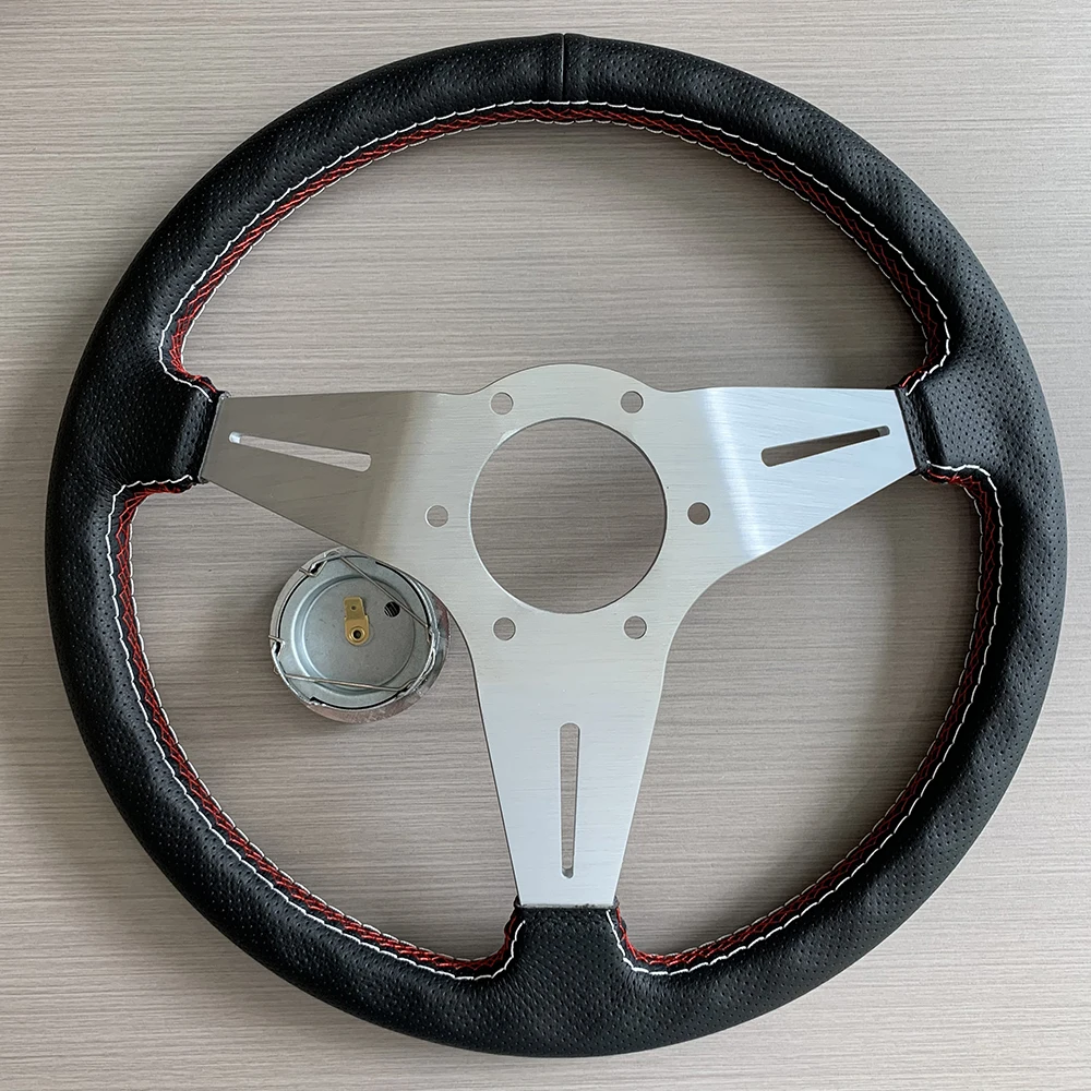 Универсальный 14-дюймовый кожаный гоночный руль из микрофибры 350 мм JDM Deep Dish Drift Rally
