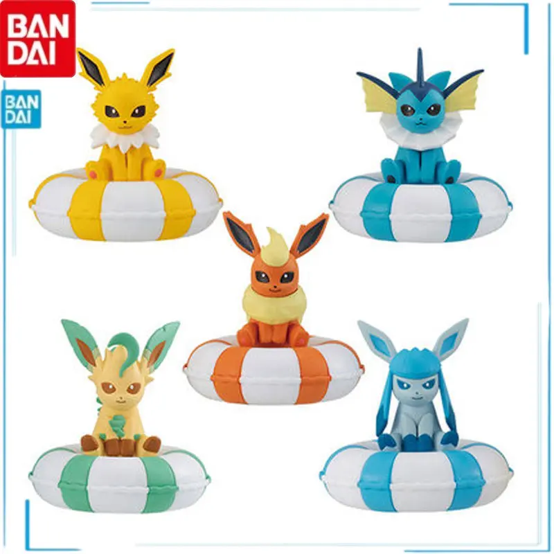 

Bandai Pokemon Eeveelution Anime Figures Flareon Jolteon Vaporeon Leafeon Glaceon Swimming Ring Doll Kids Brinquedos