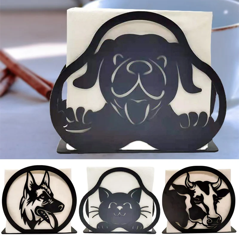 

Black Napkin Holder Animal Metal Tissue Rack For Table Paper Towel Storage Organzier Nordic Home Kitchen Desktop Party Decor