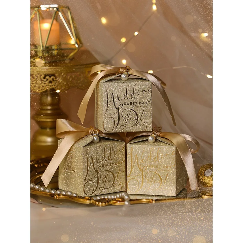 

Новая Свадебная коробка для конфет с жемчужным бантом, Высококачественная подарочная коробка для шоколада, высокое качество, блестящая женская подарочная коробка