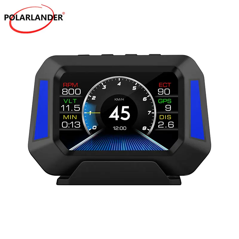 

Car Head-up Display OBD2+GPS+Gradient Meter Clock LCD Display 3-in-1 Multifunctional Slope Meter 3.5 inch Speed Flashing Alarm