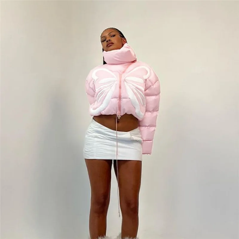 2022 Autumn and Winter Women's Clothing New Women's Fashion Collar Stitching Collision Color Thickening Short Cotton Jacket