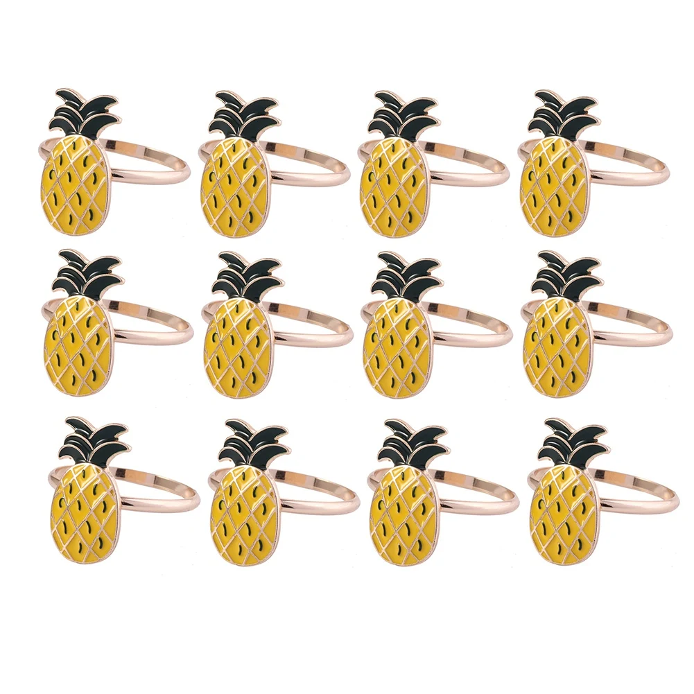 

12Pcs Pineapple Napkin Rings Fashion Simple Fruit Series Napkin Rings for Party Table Napkin Accessories Decoration