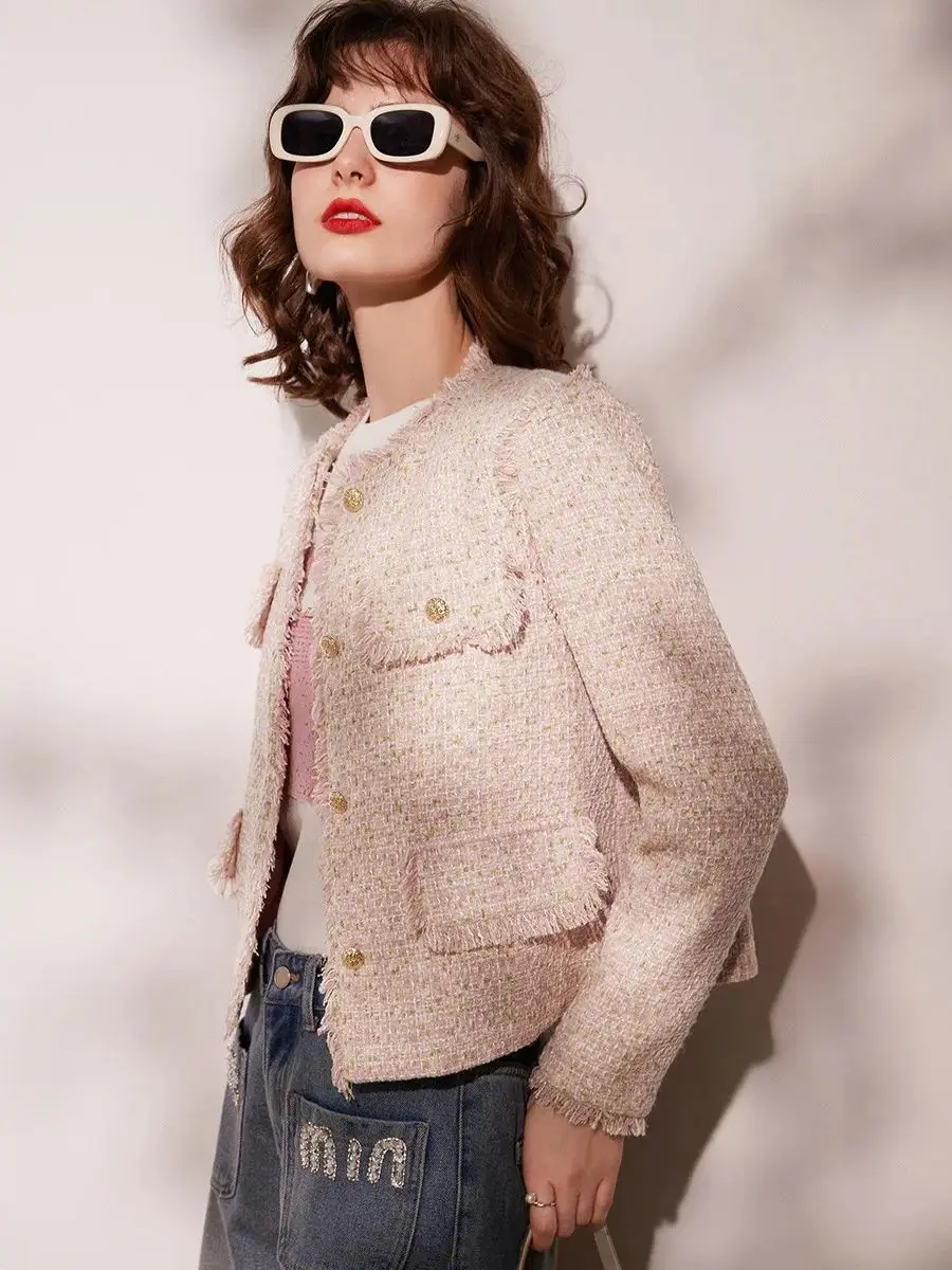 Женская свободная куртка с круглым вырезом и длинным рукавом