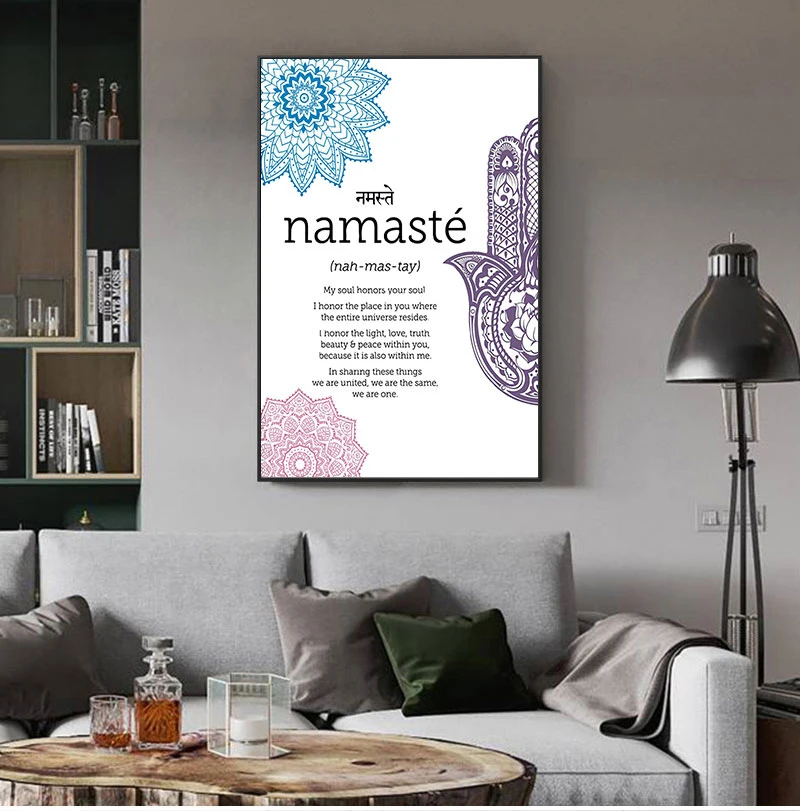 Наименование наименования, художественный плакат с надписью «Namaste» на холсте для гостиной, Декор, домашняя Настенная картина