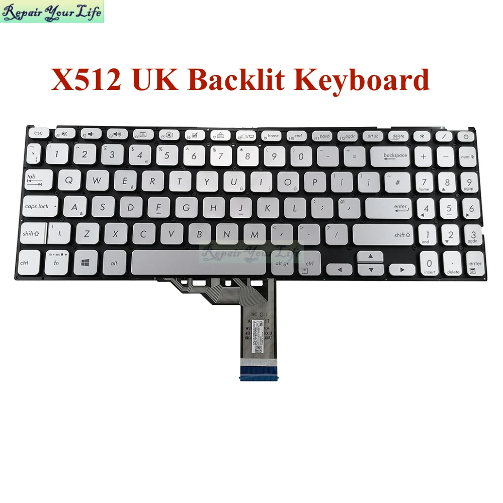 

New X512 UK Backlit Keyboard for Asus VivoBook X512FA X512FB X512FJ X512FL X512FAG X512FAY X512FBC 0knb0-5624uk00 0kn1-771uk23