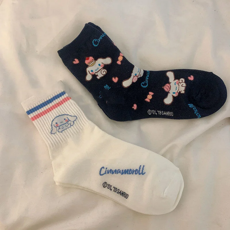 

Спортивные носки Sanrio Cinnamoroll, милые детские носки, милые осенние тонкие носки средней длины для девочек и мальчиков, дышащие носки, длинные носки