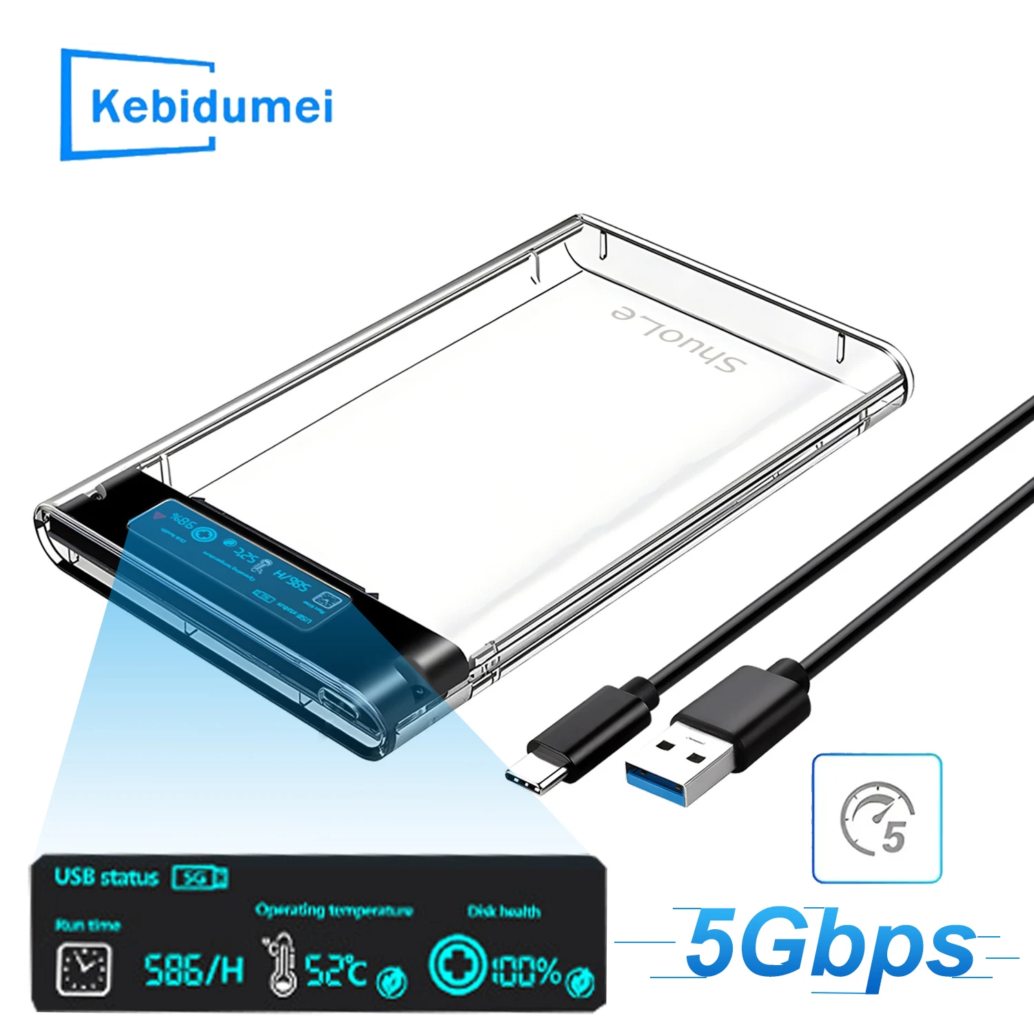 Прозрачный жесткий диск 5 Гбит/с 2 5-дюймовый внешний ноутбук Type-C механический