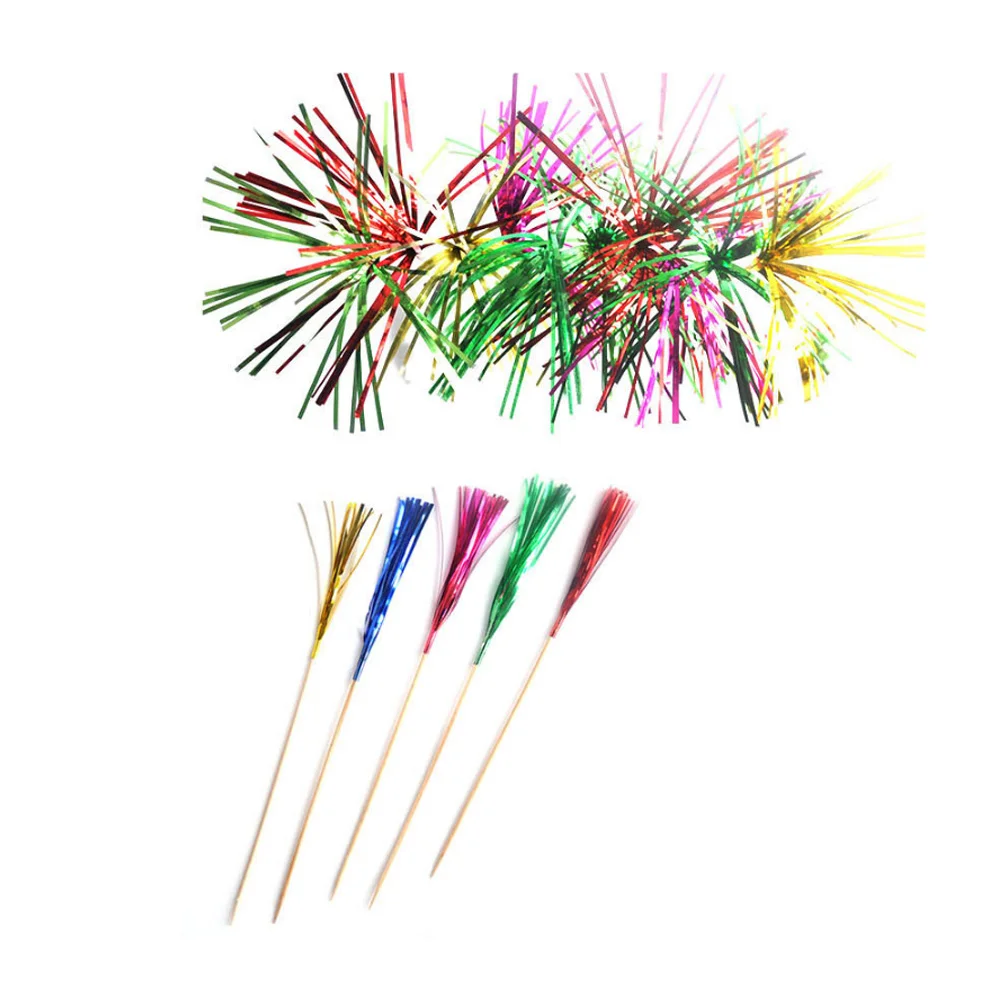 

400 Pcs Cocktail Picks Fireworks Cupcake Decoration Fruit Picks for Kids Baby Shower Birthday Party - 10CM(Random