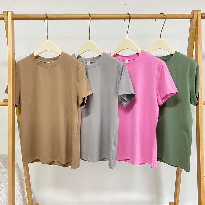 

Lulu Sports Short Sleeve Shirt Women's Summer Loose Thick Material Breathable Top Quality Tank Tops