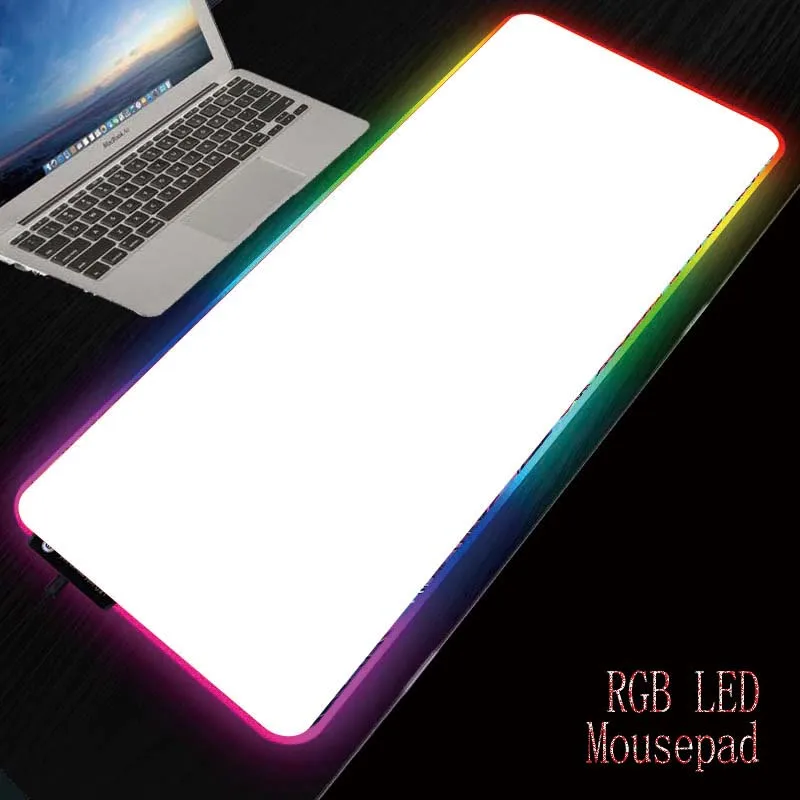 MRGBEST Gaming Pad All White Anti-slip Natural Rubber base with sewn edges Blank sublimation mouse pad RGB LED