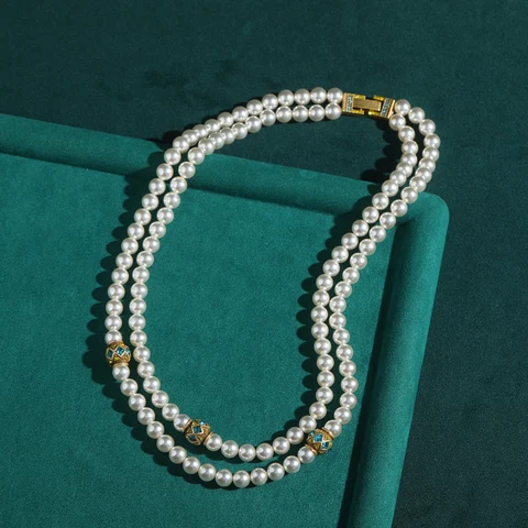 Золотое винтажное многослойное жемчужное ожерелье STALAIT