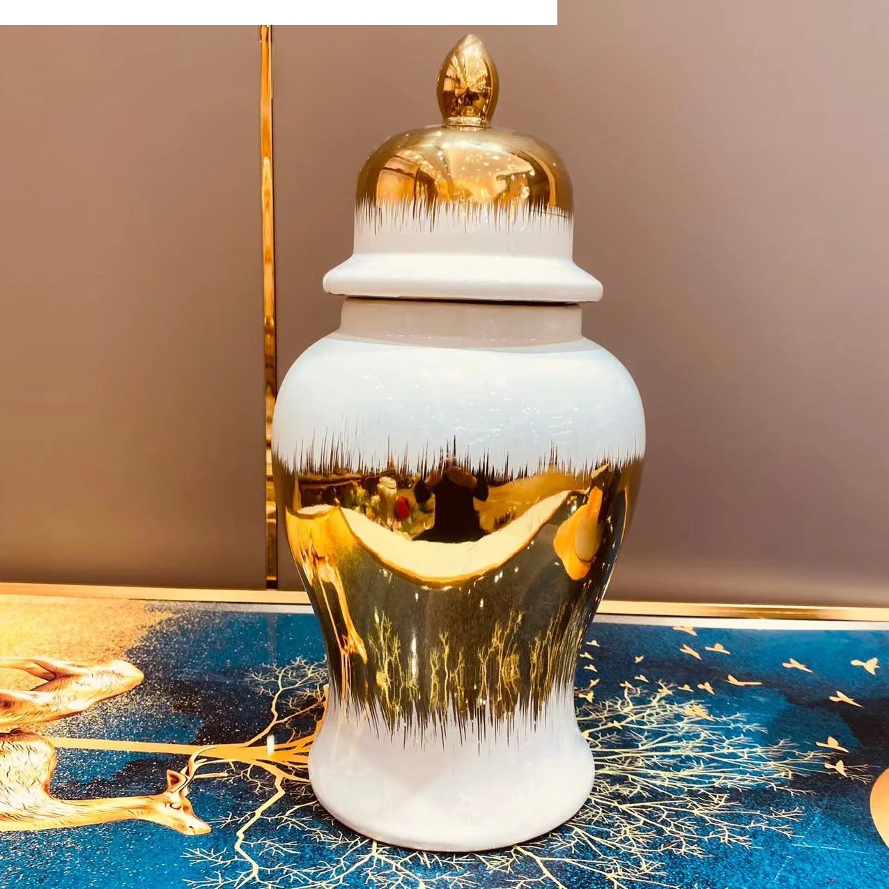 Керамическая банка для клетчатойmate с золотым градиентом декоративная имбирная