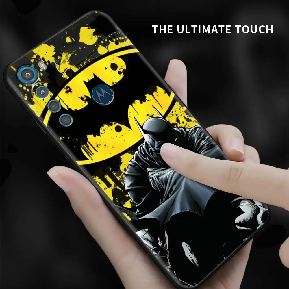 black phone case for motorola moto g30 g60 g9 play one fusion g8 power e6s flexible coques one hyper sac batman logo free global shipping