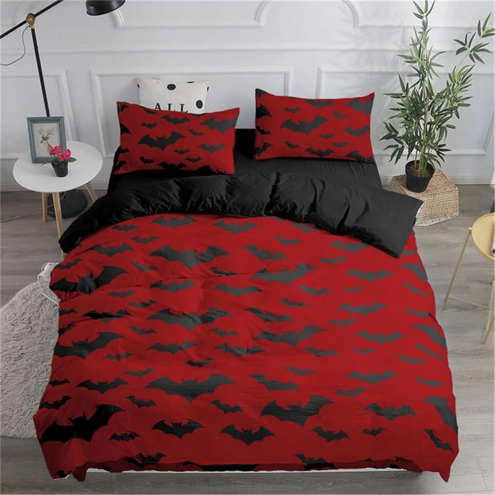 

2022 New Personality Bedding Set 2/3pcs Queen/King 220x240 Size Cartoon Animals Bats Polyester Quilt Cover For Teens Bedclothes