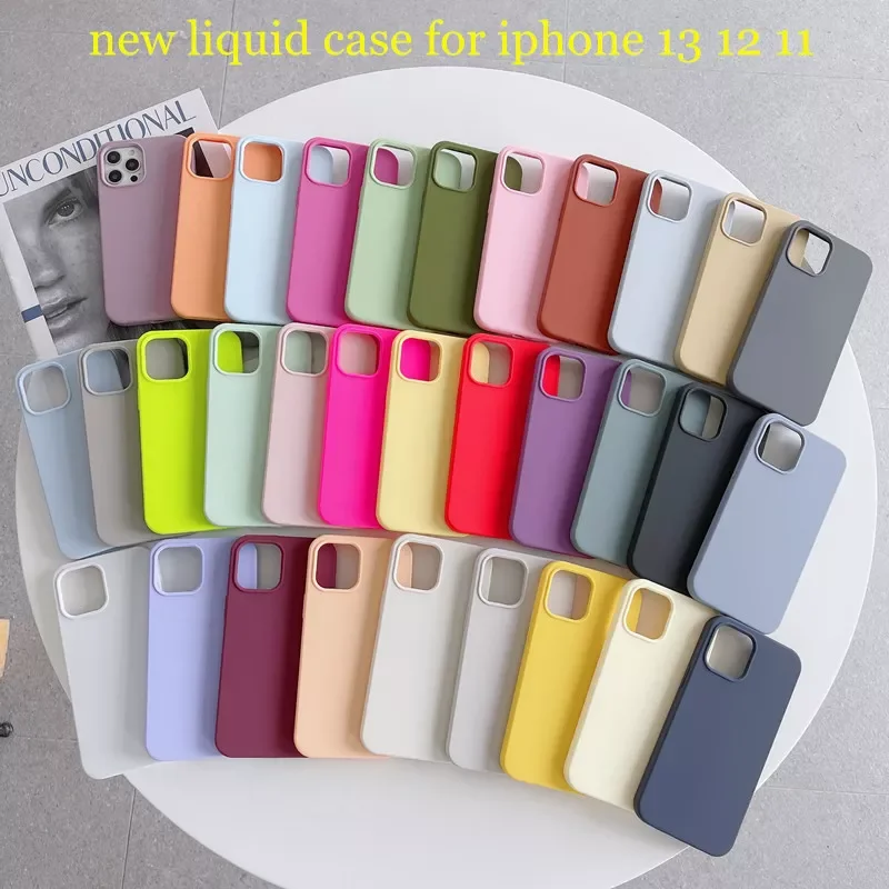 

Hot Sales Case for IPhone 11 Xr Xs MAX 7 8 Soft Tpu Back Cover Fundas Original Liquid Silicone Solid for IPhone 13 12 11 Pro Ma