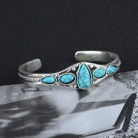 vintage turquoises jewelry natural stone bracelets elegant open adjustable cuff bangles for women men party jewelry gifts