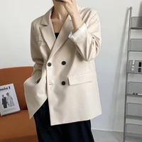 oversized basic black suit jacket loose long sleeve casual blazer top v neck double breasted caedigan coat clothes for women
