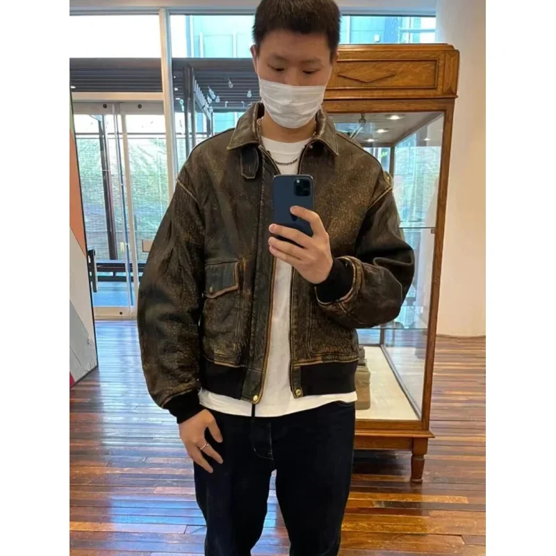 VISVIM FIL 22AW ELMENDORF Nakamura японская мода Тяжелая потертая овчина куртка Ретро a2 кожаная