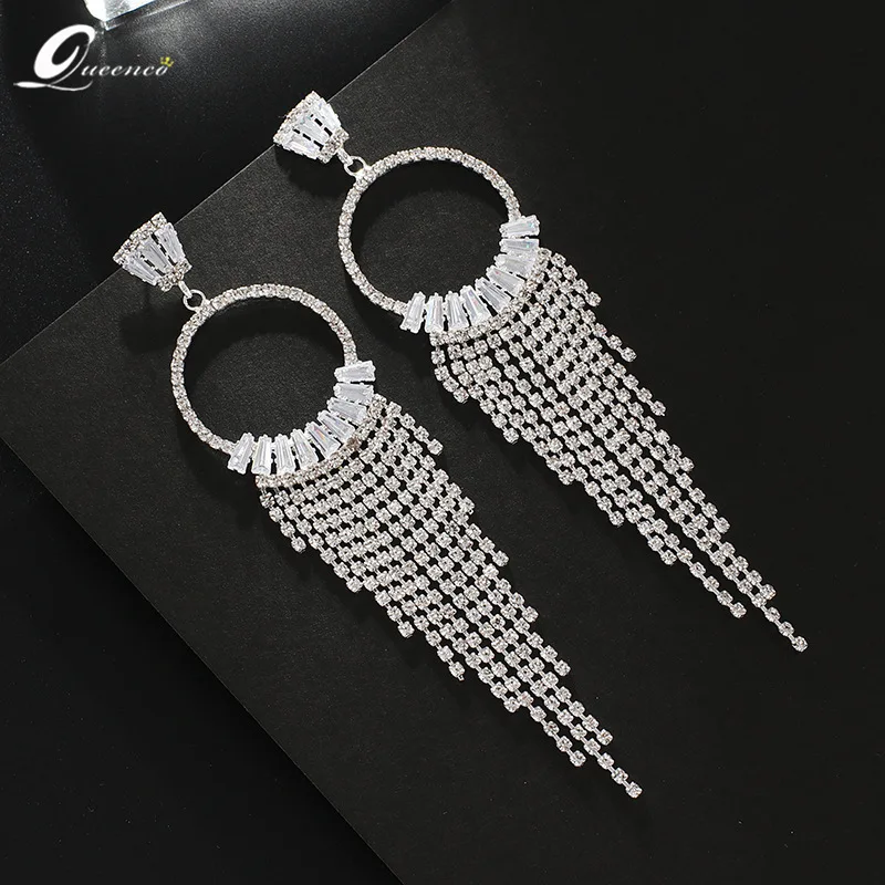 

Korean Fashion Hoop Earrings For Women 2023 Luxury Women's Vintage Wedding Jewelry Tassel Zircon Queen Earring Gift Female