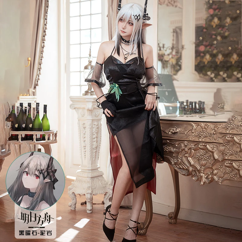 

COS-HoHo Anime Arknights Mudrock Obsidian Music Synesthesia Sexy Dress Uniform Cosplay Costume Halloween Party Outfit Women