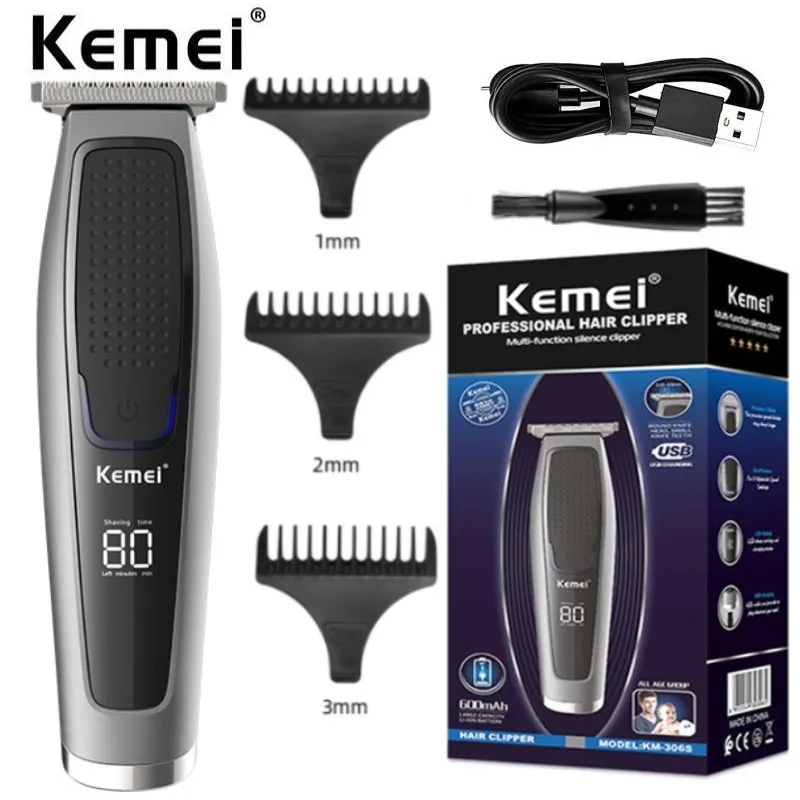 

Kemei KM-306S Digital LCD Display Hair Clipper Adjustable Hair Clipper Powerful Professional Electric Men's Silent Hair Clipper