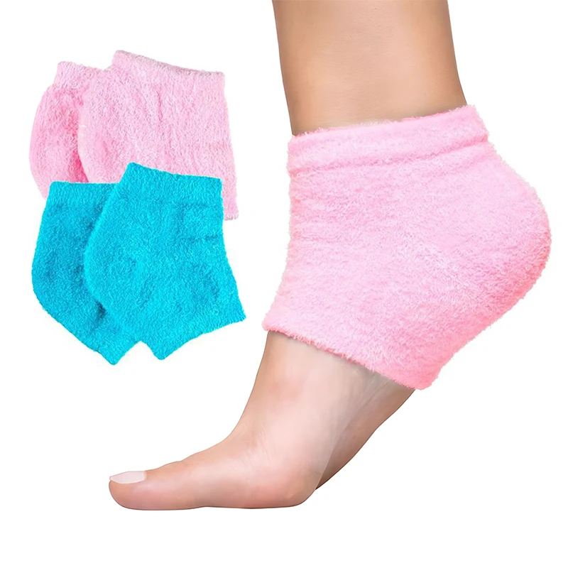 

1 Pair Moisturizing Heel Socks Gel Lined Fuzzy Toeless Spa Socks for Cracked Heels Dry Feet Heel Protector Foot Skin Care