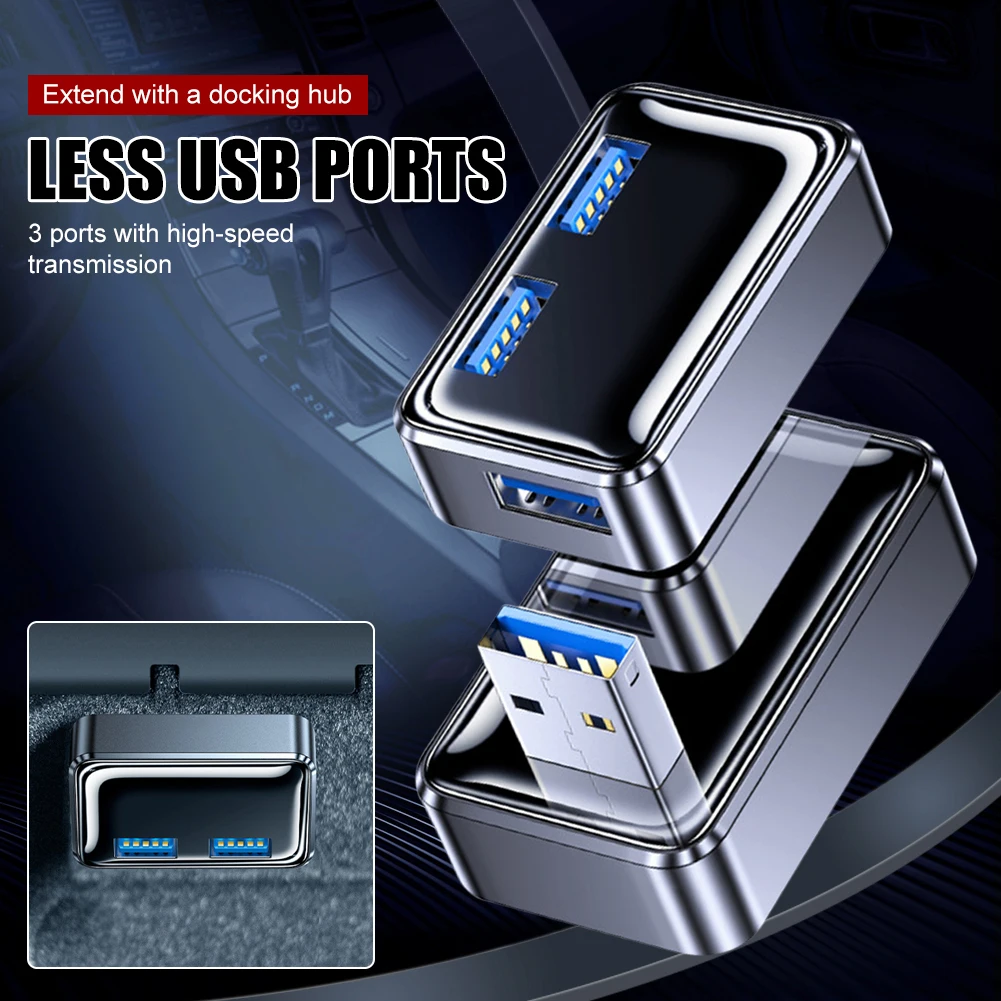 

Car Glovebox Docking Station For Tesla Model 3/Y 3 Ports USB HUB Intelligent Docking Station USB 3.0 High Speed Mini Cube