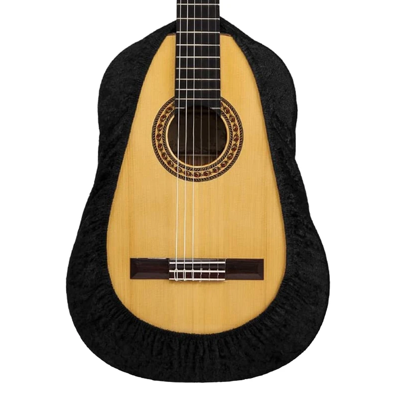 

Black Velvet Guitar Dust Cover Protector Body Protective Sleeve Universal for Acoustic Classical Cross-cut Cutaway Guitars