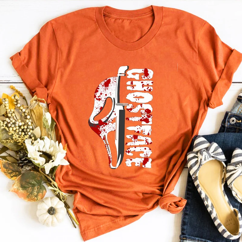 

Ghost Face Halloween Tshirt Lover Shirt Halloween Tshirt Spooky Halloween Tee Gothic Tops Women Clothing Vintage m