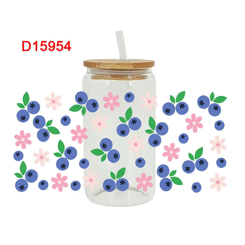 

3D UV DTF переводит наклейки 16 унций, искусственная еда, фрукты, черника, печатные для DIY стекла, керамики, металла, кожи и т. д. D15352