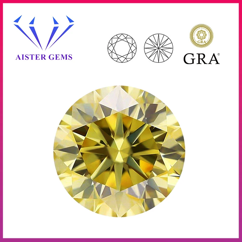 

Лабораторный бриллиант цвета шампанского/желтого муассанита VVS1 0,5-ct, сертифицированный Свободный Муассанит, тестер драгоценных камней с сертификатом GRA