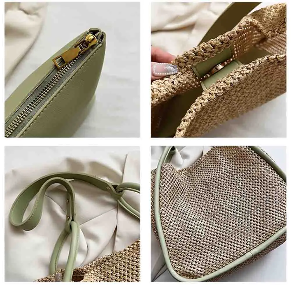 Модная простая стильная легкая женская летняя сумка плетеные пляжные