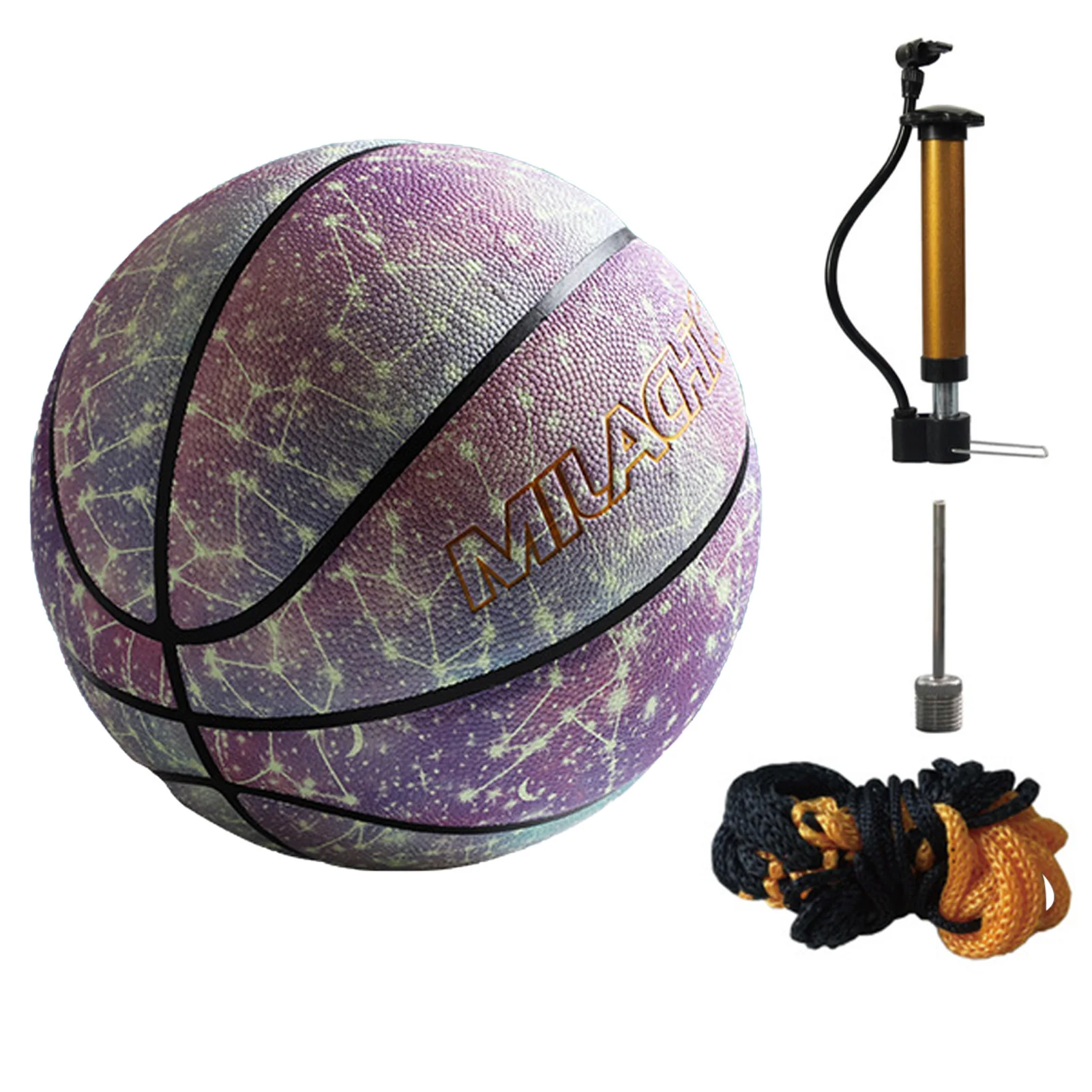 

Reflective Basketball Street Basketball Game Glowing Basketball Durable Leather Holographic Basketball 12 Constellations For