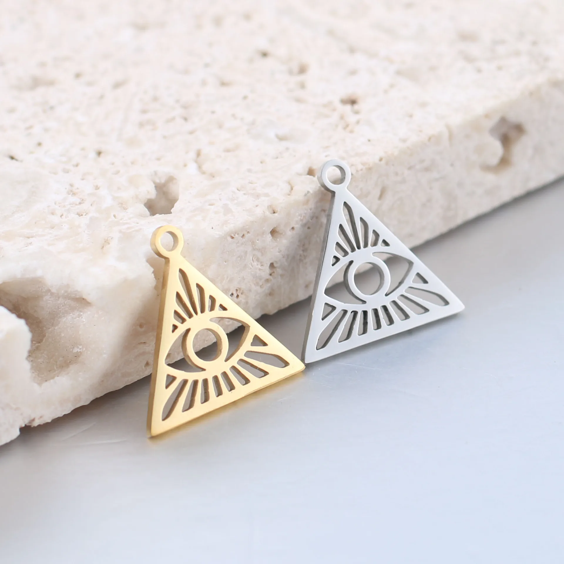 

5pcs/Lot Stainless Steel Evil Eyes Charms Triangle Sun Star Pendants Accessories for DIY Necklaces Bracelets Jewelry Gifts