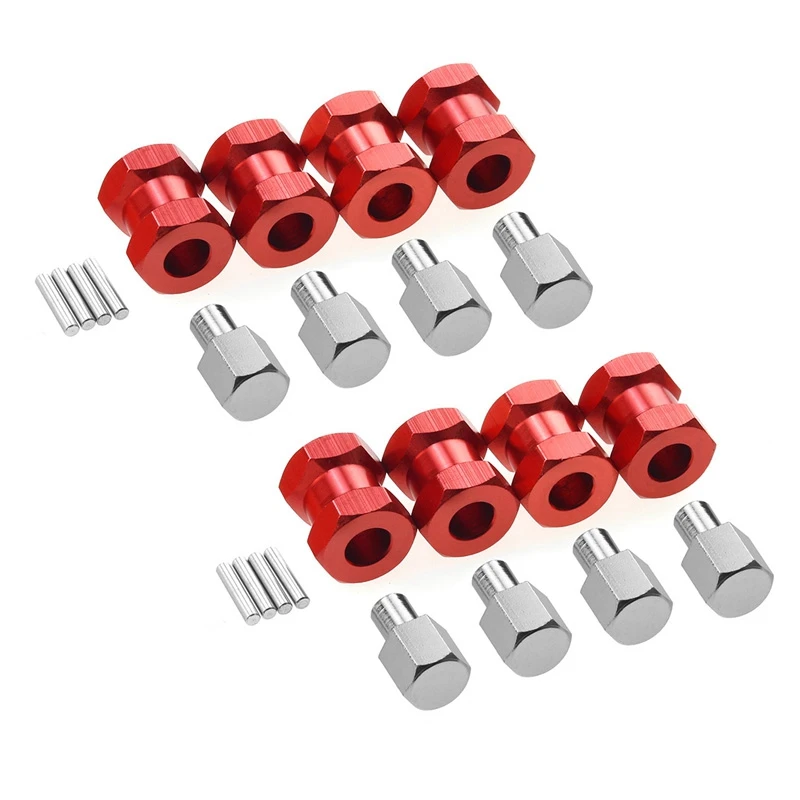 2023 Hot-2X RC Car Metal 12Mm Wheel Hex Hub 15Mm Extension Coupler For AXIAL SCX10 D90 CC01 F350 1/10 RC Crawler-Red