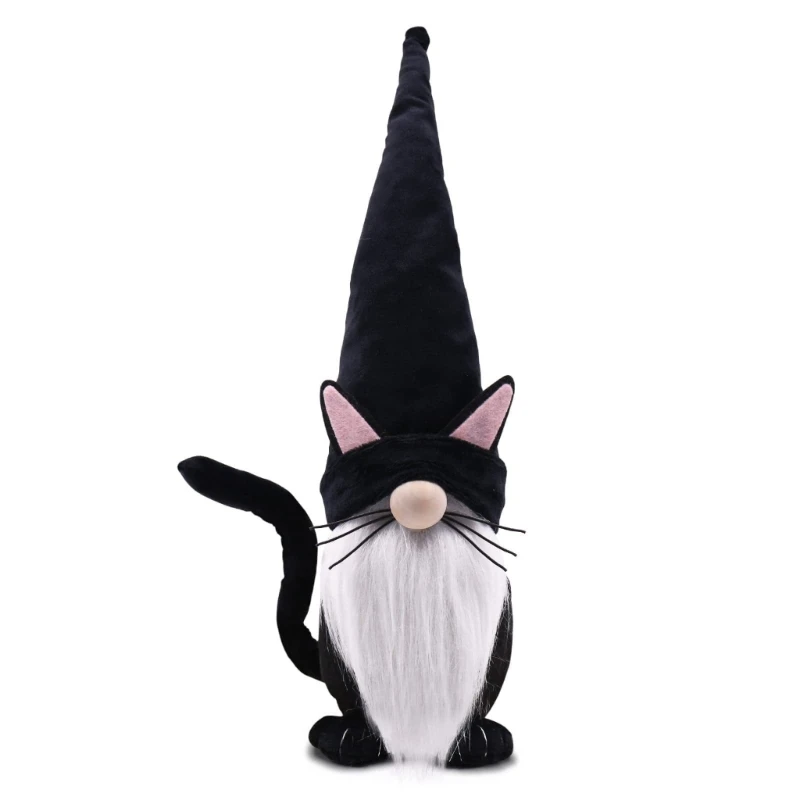 

Halloween Gnome Cat Hat Ornament Tiered Tray Decor for Festival Party Kitchen Table Decoration