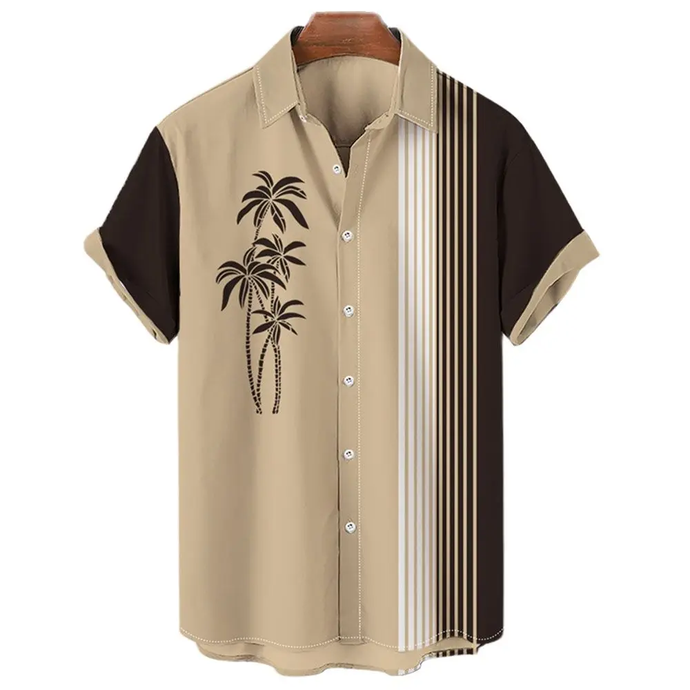 

Hawaiian 3D Coconut Tree Men's Printed Shirt Oversized Casual Blouse Travel Vacation Short Sleeve Top Beach Vintage MAN CLOTHES