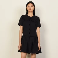 solid colour doll collar pleated dress 2022 spring and summer new commuter repair body thin waist short skirt female