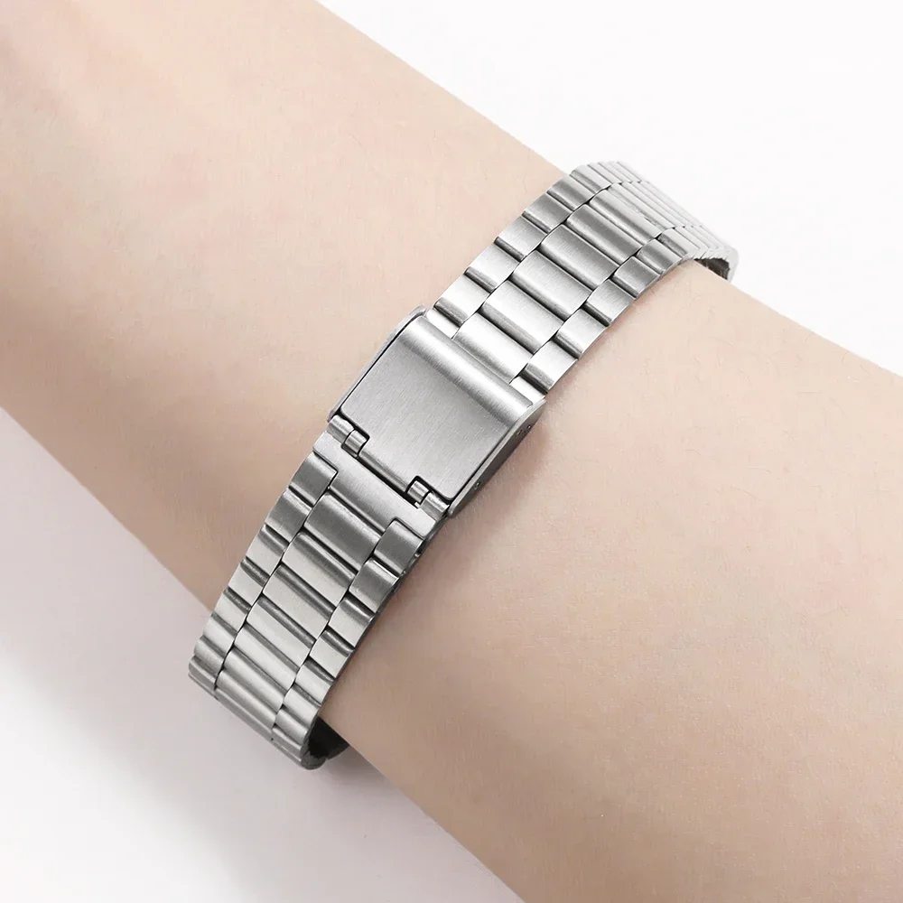 Ремешок из нержавеющей стали 18 мм для Casio F-91W F105/108 A158 A168 AE1200 AE1300 металлический