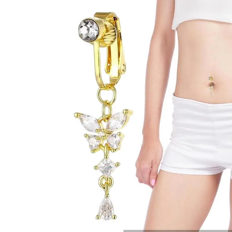 

Dangle Belly Button Rings Women Belly No Piercing Jewelry Belly NO Piercing Jewelry For Women Fake Earrings Pendant Belly Button