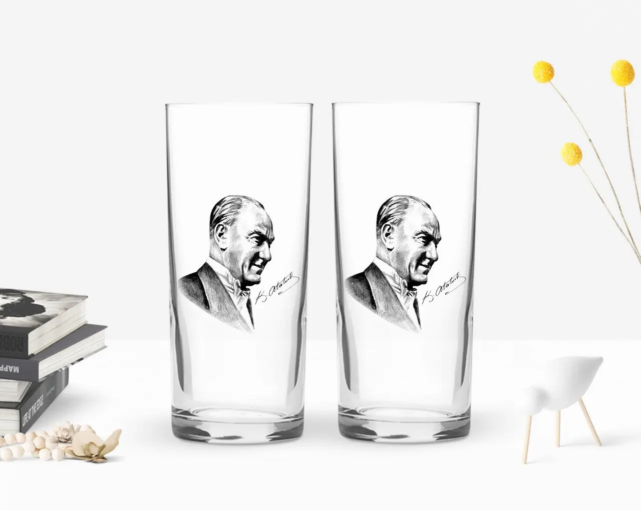 

BK дома напечатаны Ататюрк тематические двойной Arrack чашки Seti-10