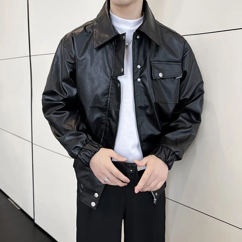 Модное брендовое пальто из искусственной кожи с карманом мужская американская