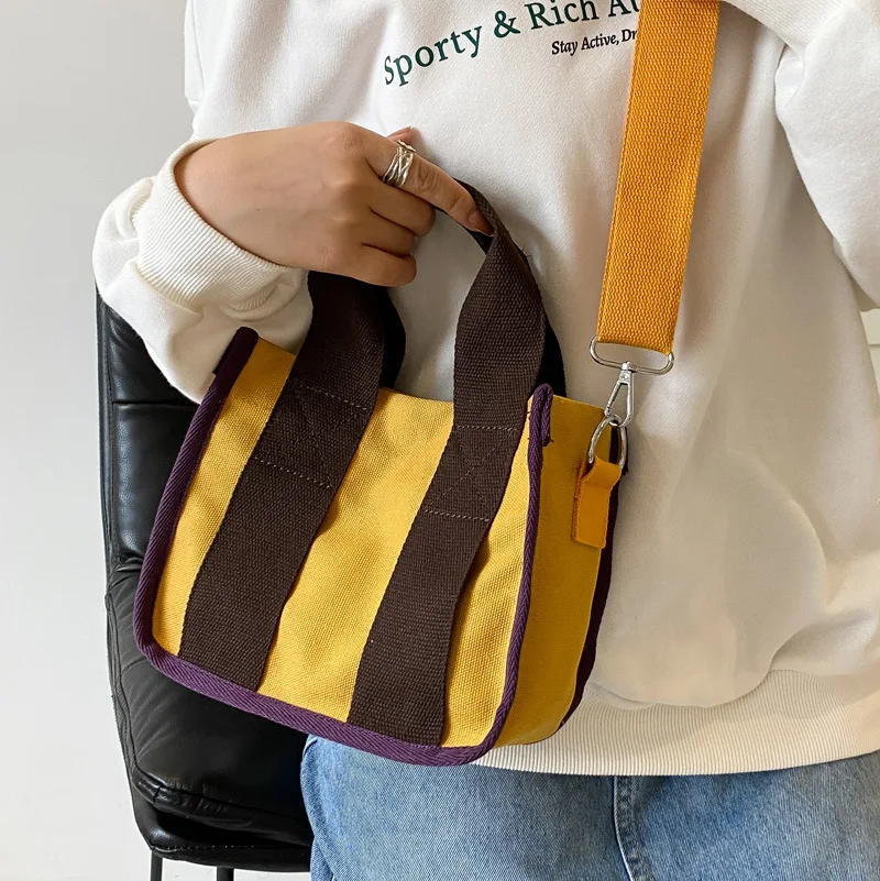 Foreign Girl Canvas Small Bag Female 2022 Spring and Summer New Fashion Messenger Bag Leisure Fashion Handbag