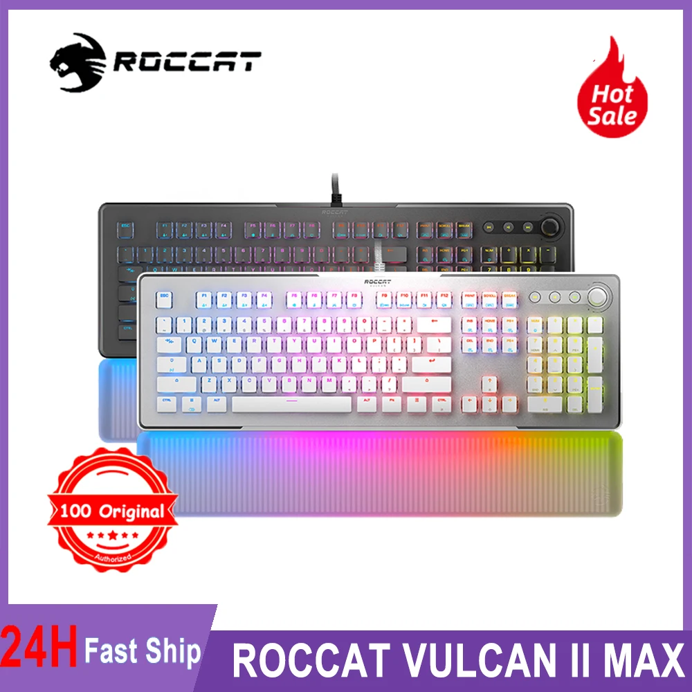 

Оригинальная Проводная Механическая клавиатура для ROCCAT VULCAN II MAX, AIMO RGB подсветка с 104 клавишами, оптический переключатель TITAN II