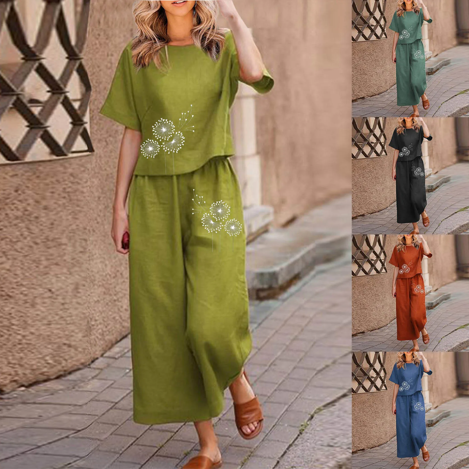 Женский Летний Модный Повседневный Комплект В Стиле Ретро С Пуловером Короткими