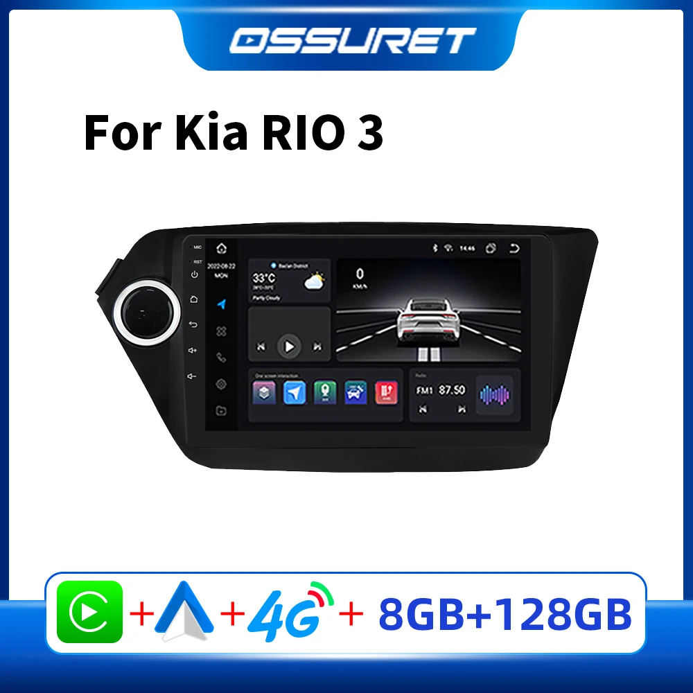 2Din 9" Android Car Radio Multimedia for Kia RIO 3 2011 - 2015 K2 2din Auto Stereo Video Audio Player GPS Navi Carplay Autoradio