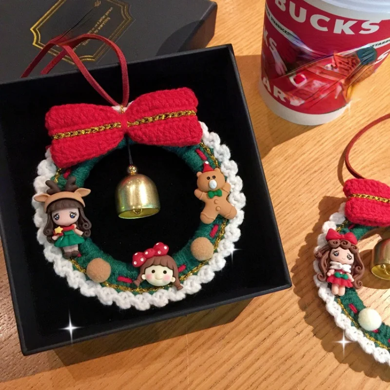 

wreath Christmas decorations hand-woven car rearview mirror pendant bag key chain Santa Claus pendant