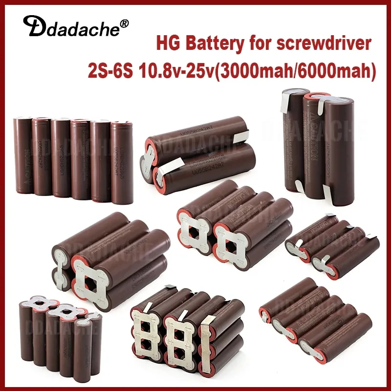 

Free Shipping Hot Selling 3S 10.8V 12.6V 18V 18650 HG2 3000mAh 6000mAh Lithium Battery Screwdriver Battery 30A Solder Bar