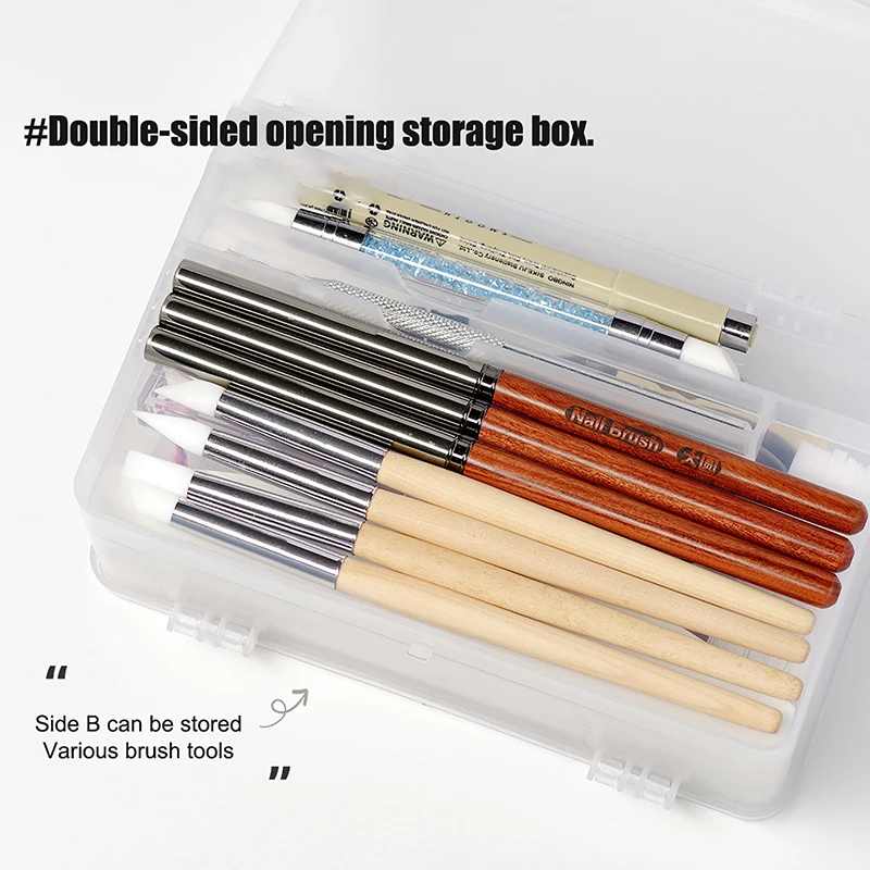 Двусторонний дизайн ногтей прямоугольный пластиковый прозрачный ящик для